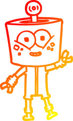 warm gradient line drawing happy cartoon robot