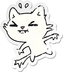 distressed sticker cartoon of cute kawaii cat