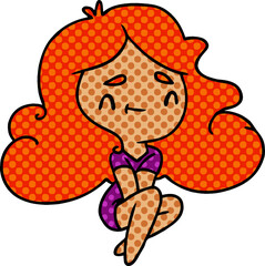 cartoon of a cute kawaii girl