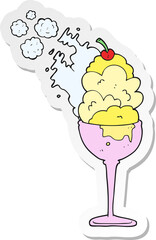 sticker of a cartoon cold ice cream