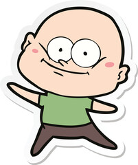 sticker of a cartoon bald man staring