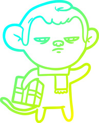 cold gradient line drawing cartoon monkey