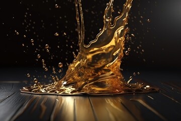 liquid spillage from a glass onto a wooden surface. Generative AI