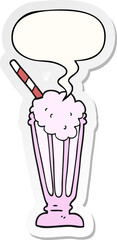 cartoon milkshake and speech bubble sticker