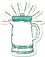 grunge sticker of tattoo style coffee pot