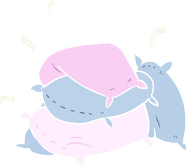 flat color style cartoon pile of pillows