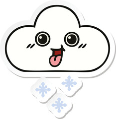 sticker of a cute cartoon snow cloud