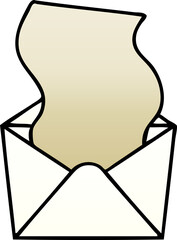 quirky gradient shaded cartoon dollar in envelope