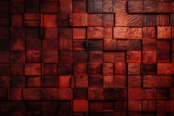wooden wall with a geometric square pattern. Generative AI