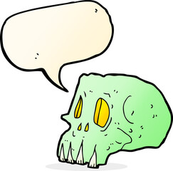 cartoon spooky skull with speech bubble