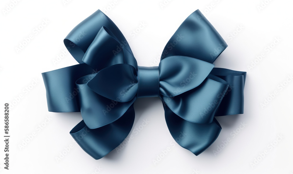 Poster a large blue bow on a white background with a clipping path to the top of the bow and the bottom of 