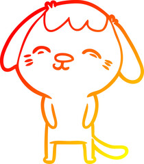 warm gradient line drawing happy cartoon dog