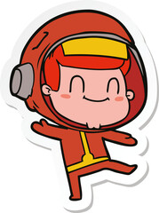 sticker of a happy cartoon astronaut man