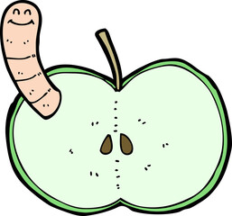 cartoon apple with worm