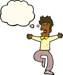 cartoon terrified man with thought bubble