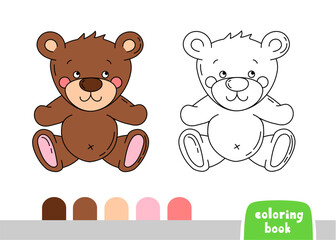 Obraz na płótnie Canvas Coloring Book for Kids Bear Page for Books Magazines Vector Illustration Template