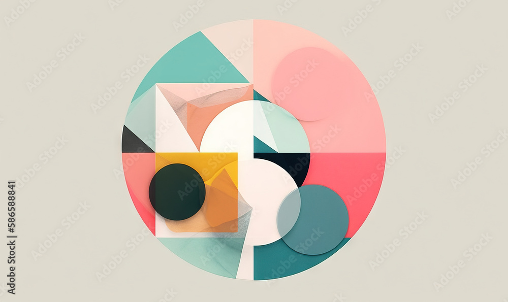 Poster a circular artwork with a geometric design in the middle of it's center and a circle of smaller shap