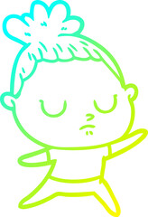 cold gradient line drawing cartoon calm woman