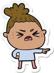 sticker of a cartoon angry woman