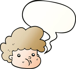 cartoon boy and speech bubble in smooth gradient style