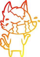 warm gradient line drawing cartoon crying wolf