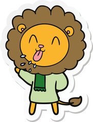 sticker of a happy cartoon lion