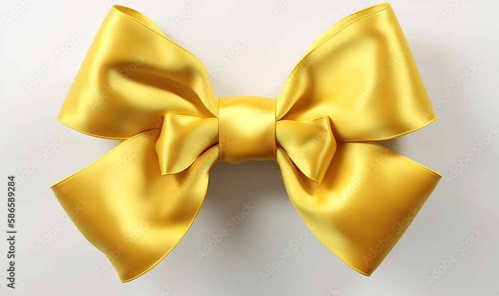 Poster a large yellow bow on a white background with a clipping path to the top of the bow and the bottom o