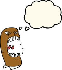 cartoon furious man shouting with thought bubble