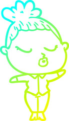 cold gradient line drawing cartoon calm woman