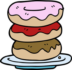cartoon doodle plate of donuts