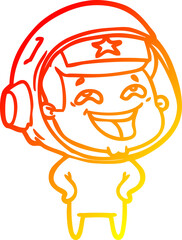 warm gradient line drawing cartoon laughing astronaut
