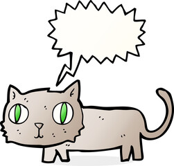 cartoon cat with speech bubble