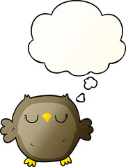 cartoon owl and thought bubble in smooth gradient style