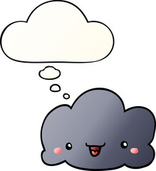 cute cartoon cloud and thought bubble in smooth gradient style