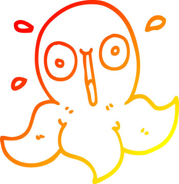 recommend clip art: warm gradient line drawing cartoon funny octopus