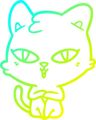 cold gradient line drawing cartoon cat