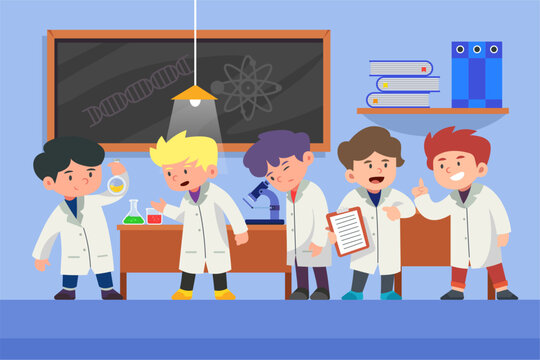 students in science clothes learning as scientist