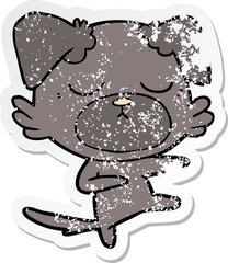 distressed sticker of a cute cartoon dog