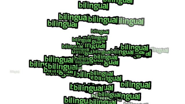 animated video scattered with the words BILINGUAL on a white background
