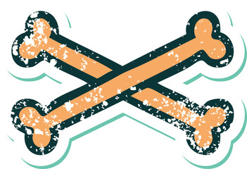 distressed sticker tattoo style icon of cross bones