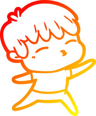 warm gradient line drawing cartoon curious boy