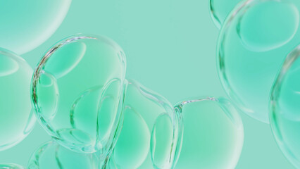 3Dレンダリングのバブル, グリーンの背景, 洗剤 フレッシュ 細胞 クリーン