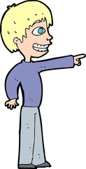 cartoon grinning boy pointing