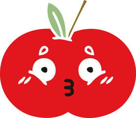 flat color retro cartoon red apple