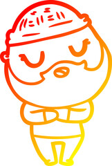 warm gradient line drawing cute cartoon man with beard