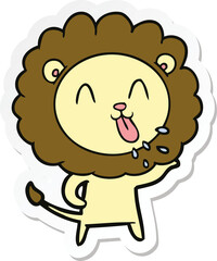sticker of a happy cartoon lion