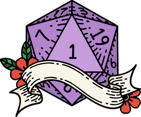 natural one d20 dice roll illustration