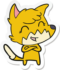 sticker of a happy cartoon fox