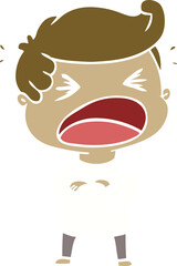 flat color style cartoon shouting man