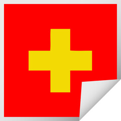 square peeling sticker cartoon addition symbol